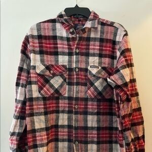 Men’s Dickies Flannel Sweater Size Medium Red, White, Pink & Black